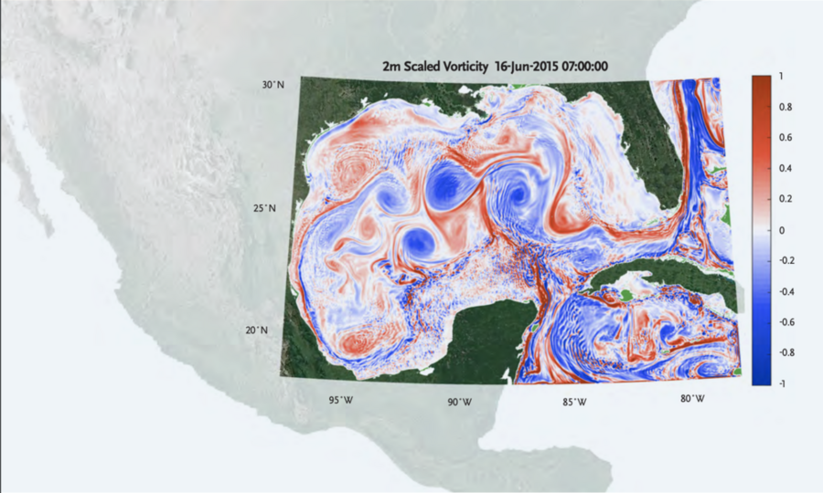 Map of the Gulf of Mexico showing currrents