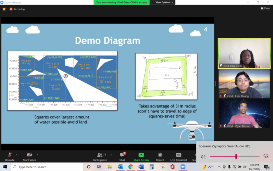 Screenshot of the iFind team's final competition presentation for the search-and-rescue mission.