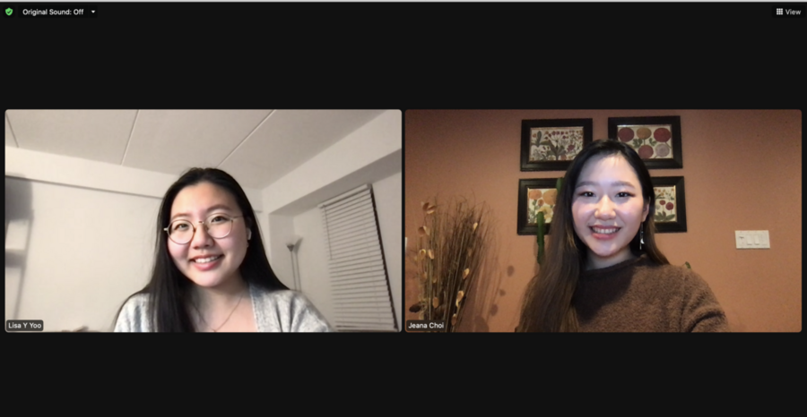 Screenshot of Lisa Yoo and Jeana Choi images side by side on Zoom