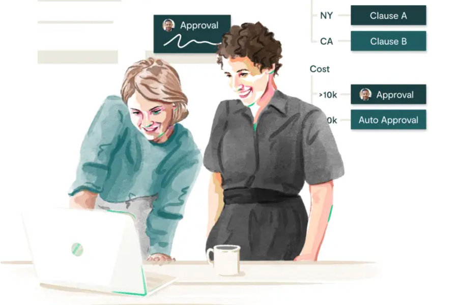 people collaborating on a contract