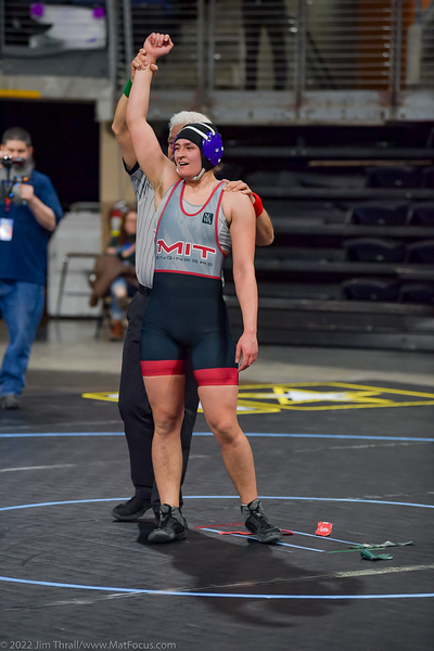 National champion Sarah Sams is declared winner of her match.