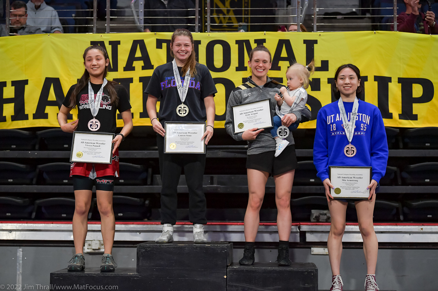 Photo of Viveca Pannell on the podium at the NCWA Championship.