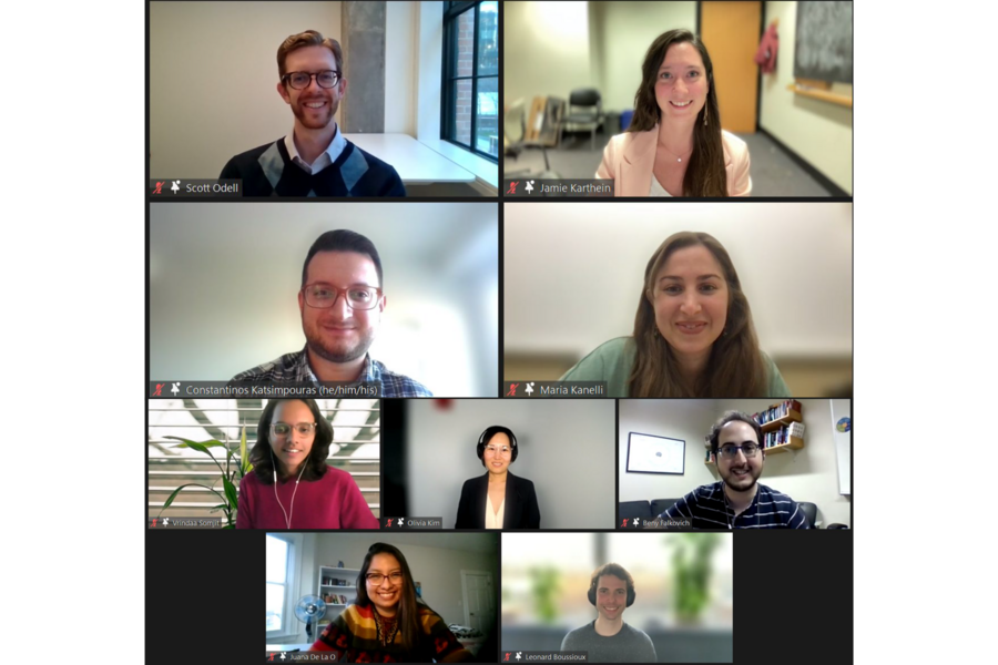Image of Research Slam finalists together in a Zoom room