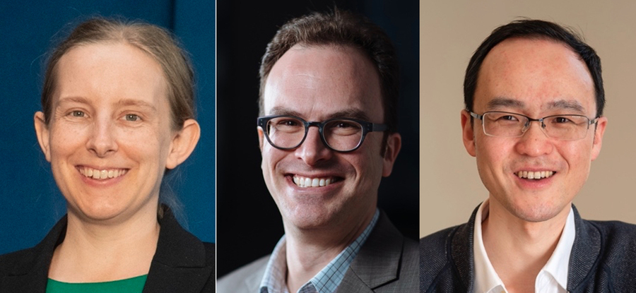 side-by-side portrait photos of Slatyer, Thaler, and Zhang