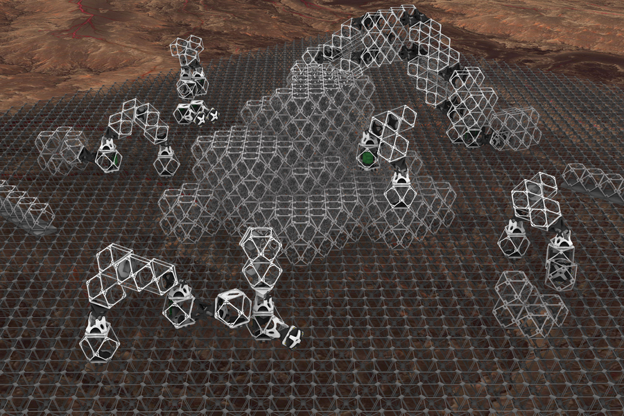 3-D rendering shows hundreds of voxels creating a pile-like structure.