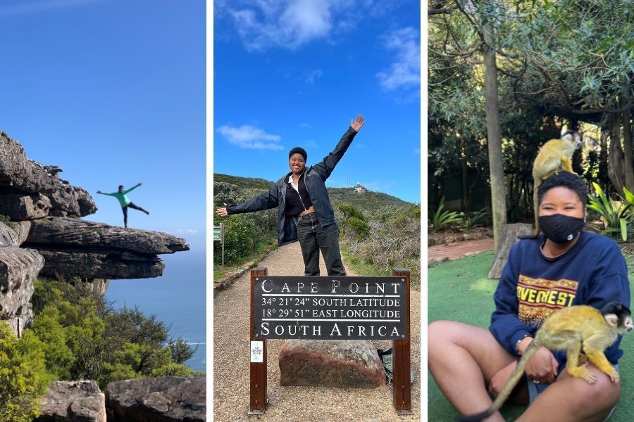 A 3-photo collage of Elissa Gibson in various nature scenes.