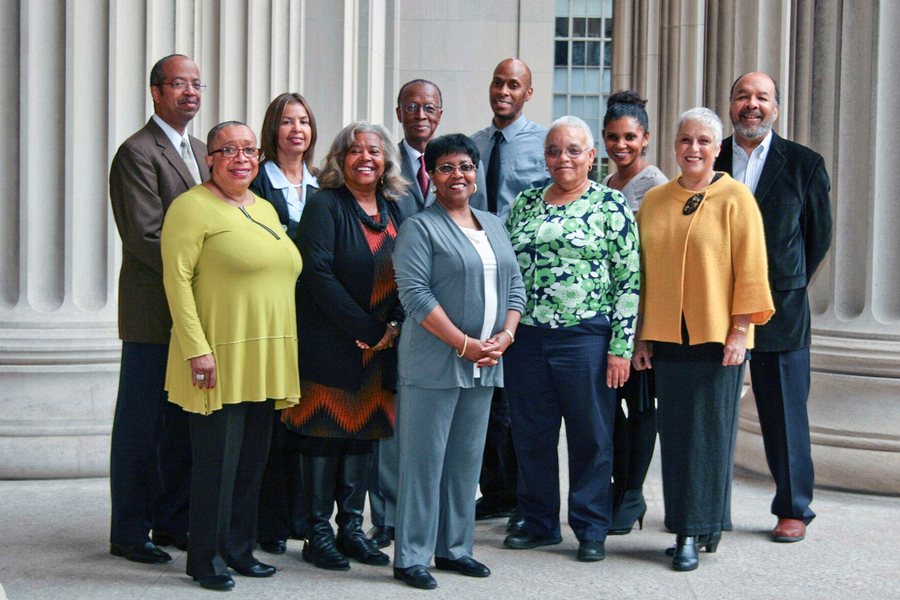 Portrait of eleven individuals from the MIT Black History Project Entity Group from October 21, 2015.