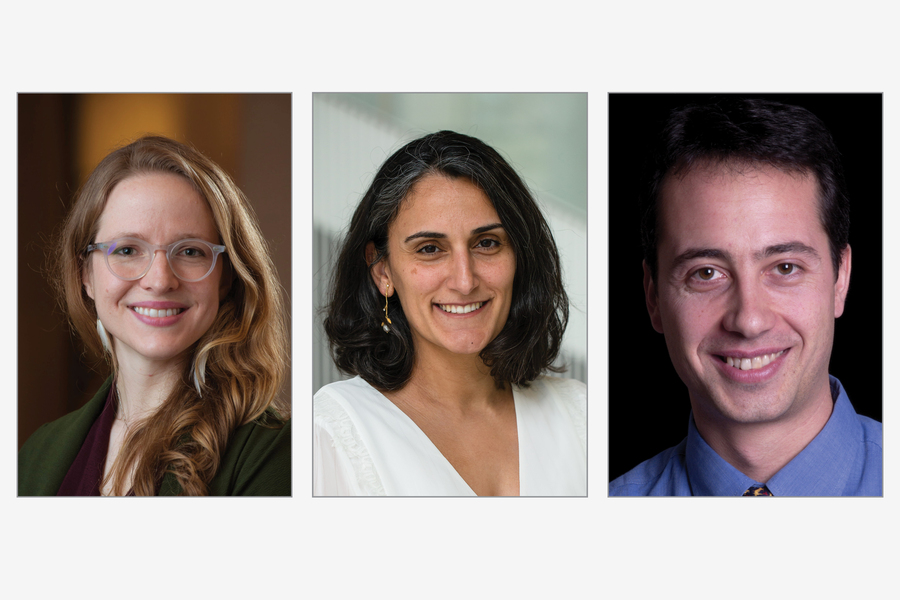 Side by side headshots of Kaitlyn Becker, Canan Dagdeviren, and Luca Daniel