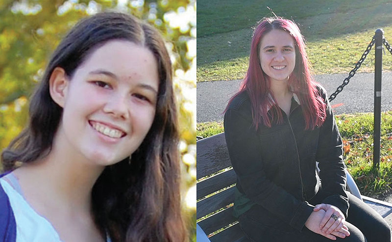 Side-by-side outdoor photos of Maia DeMeyer and Em Ball