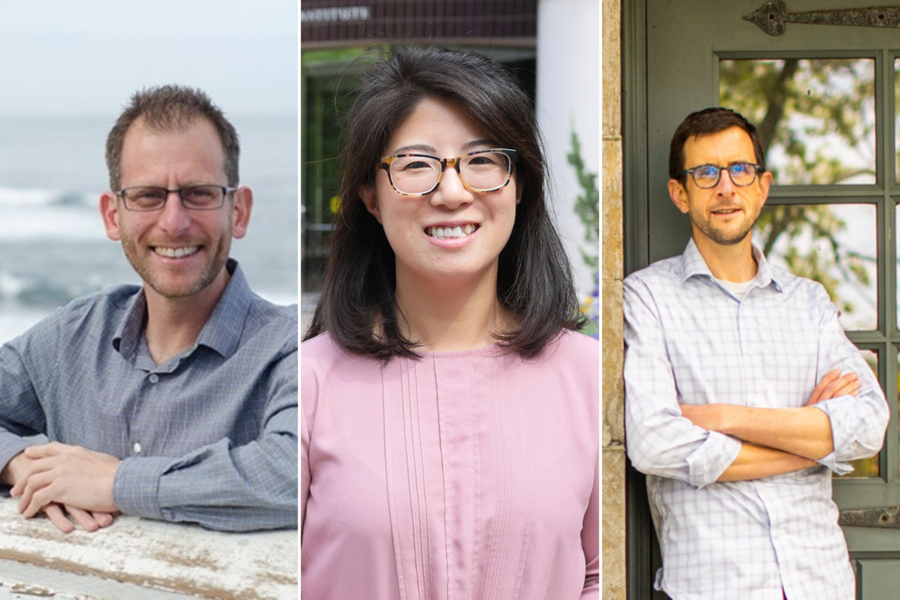 Side-by-side headshots of Roger Levy, Pulin Li, and David McGee