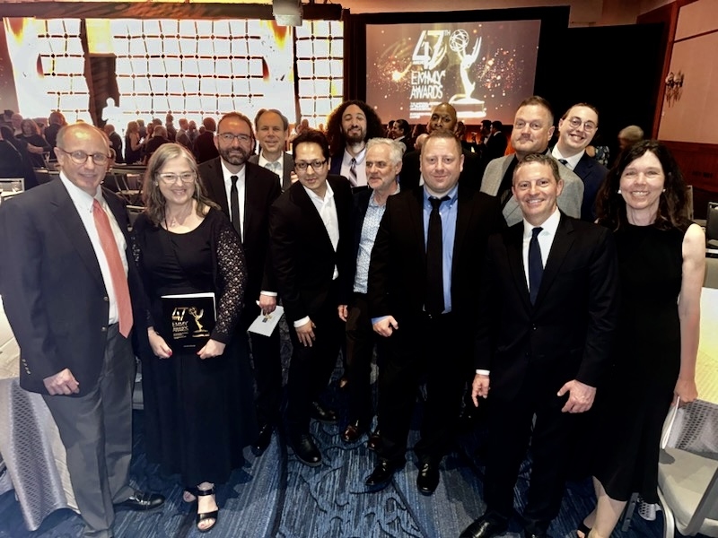 The 13-member MIT Video Productions team at the awards ceremony