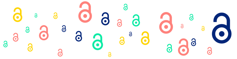 The MIT Press Open Access Logo is a series of stylized open padlocks in various colors and sizes floating on a white background.