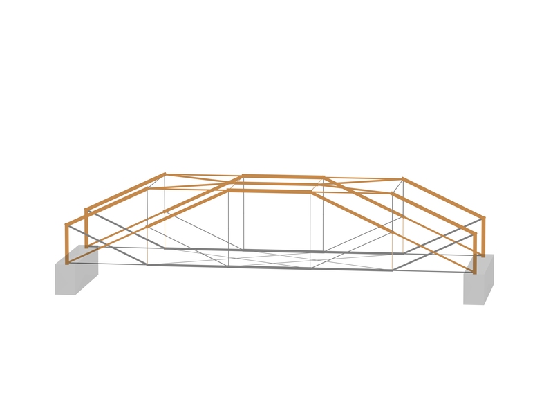 A minimalistic isometric line drawing model of a bridge design