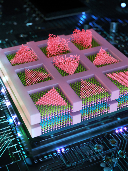 Expanded view of colorful layers of lattices, with the top layer floating upwards.