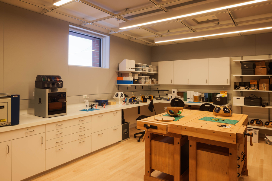 View of makerspace room in Linde Music Building