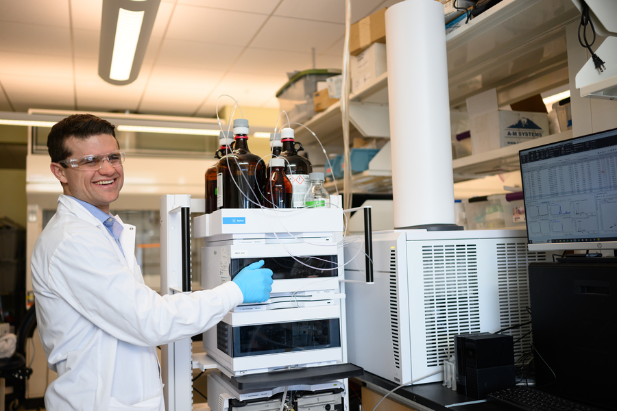 Louis DeRidder working in a lab