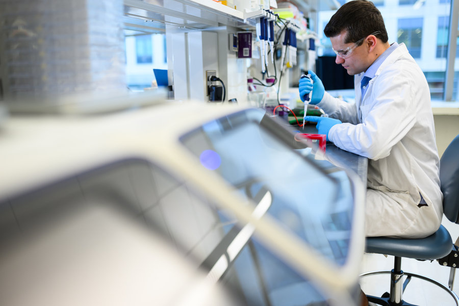 Louis DeRidder working in a lab
