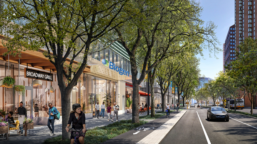 Artist rendering of 75 Broadway, street view along Broadway