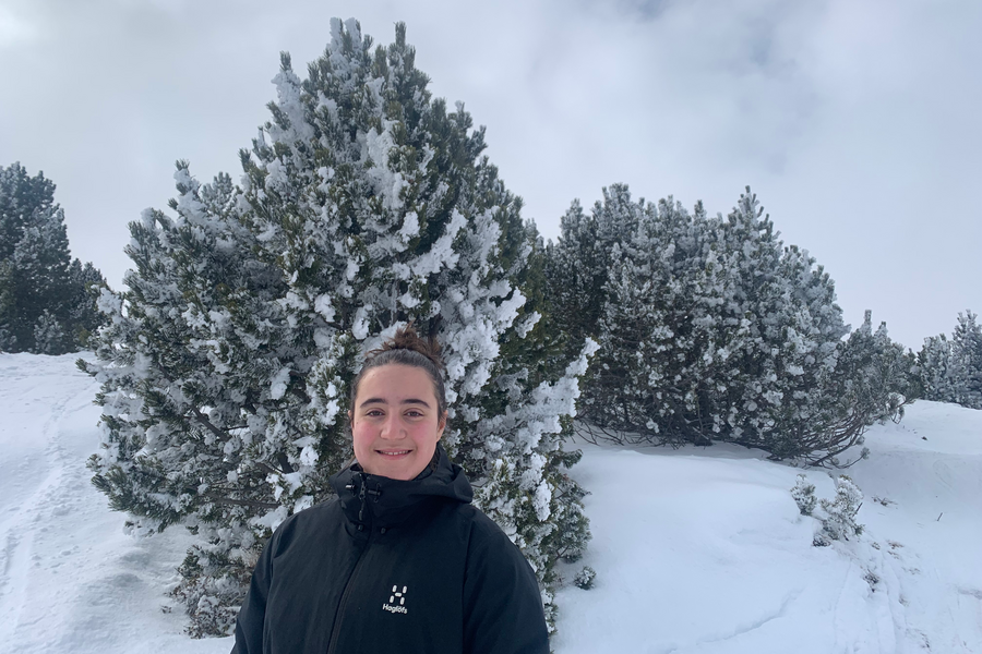 Martina Solano Soto smiling against a wintery background