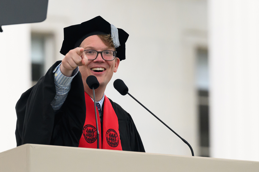 Hank Green at the MIT podium