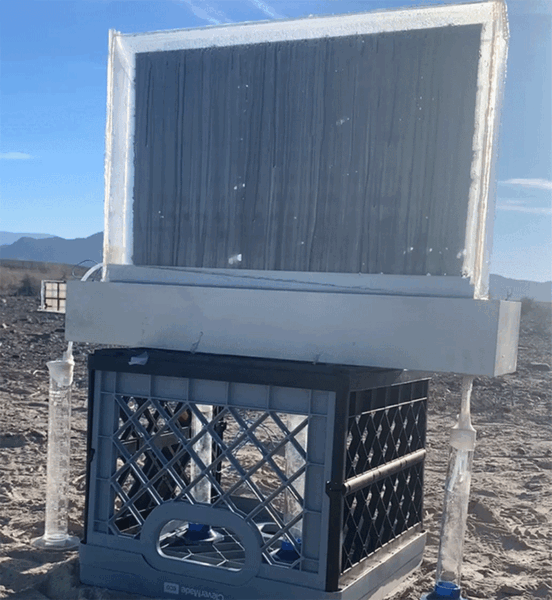 Window-shaped harvester that drips down water