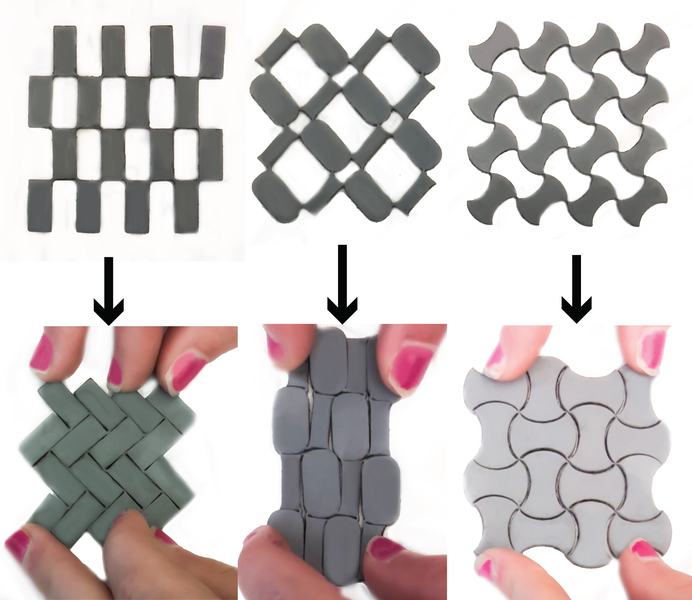 Three examples of the meta-antenna retracting and expanding into symmetric patterns.