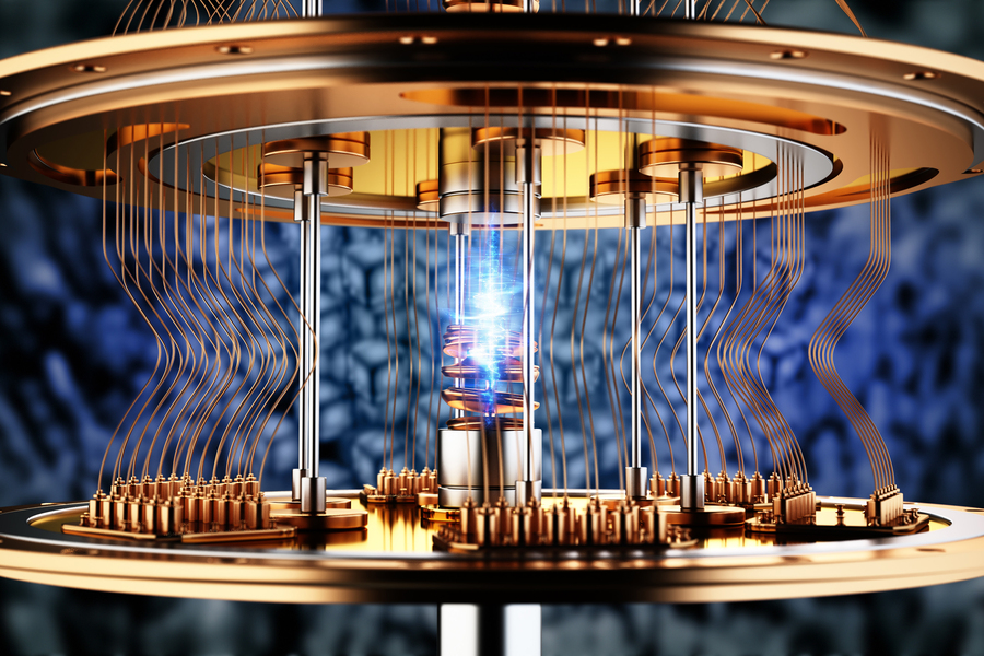 Rendering of a functioning quantum computer 