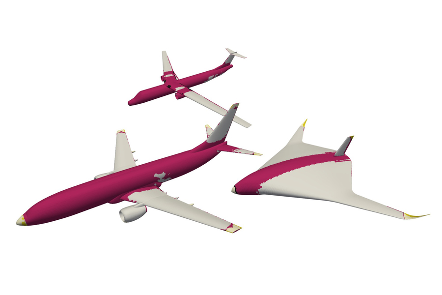 Examples of lightning zoning in different aircraft