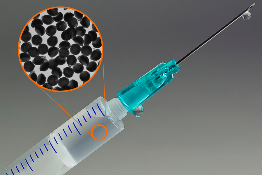 A syringe full of microparticles