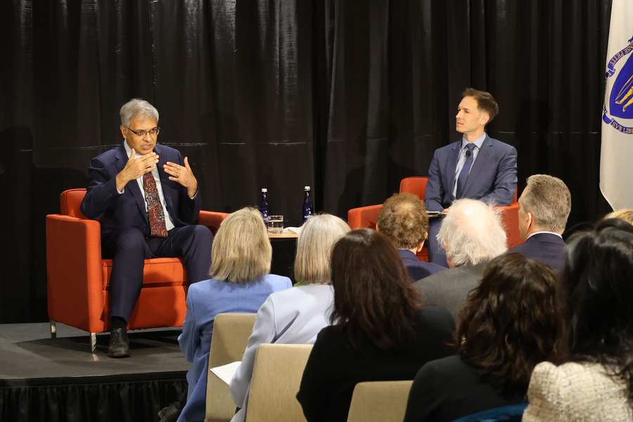 NIH Director Jay Bhattacharya and Massachusetts Representative Jake Auchincloss