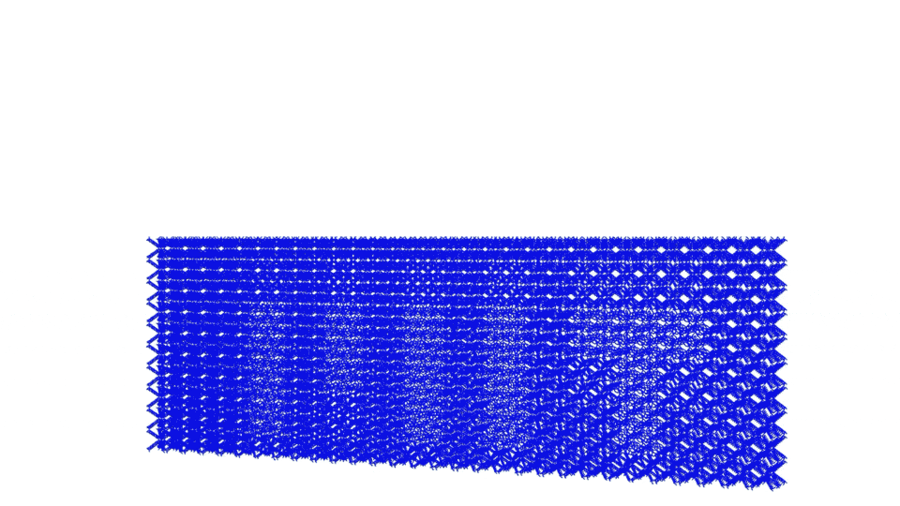 An animated stretchy blue background with MIT overlaid in white shows a flexible metamaterial.