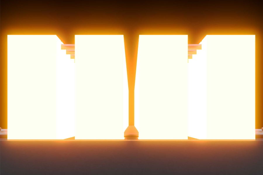 The carbon blocks glow bright white.