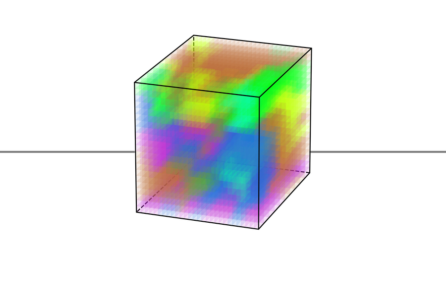 A box is filled with colorful sections.