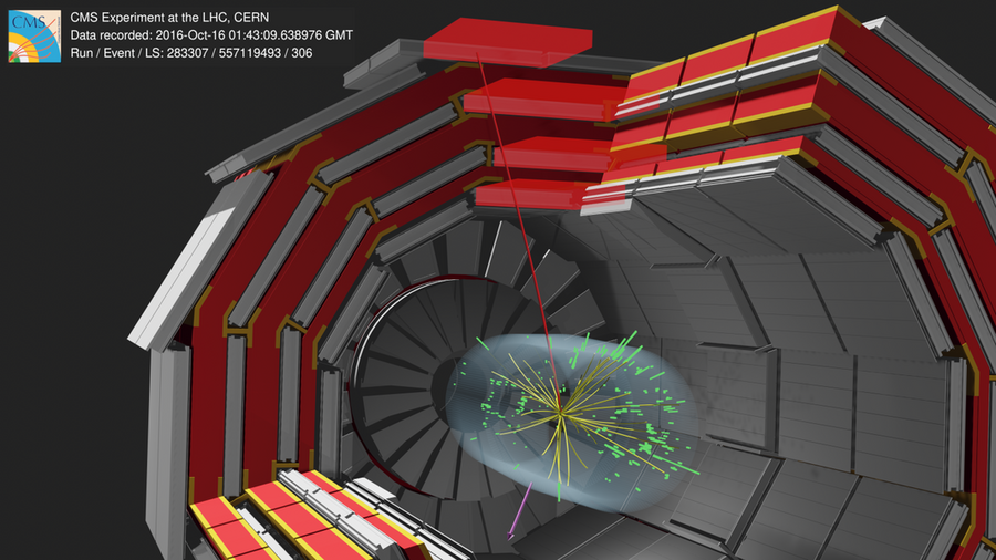 Rendering of bulb inside structure shows a burst with lots of yellow and green lines, and a pink arrow and red line.
