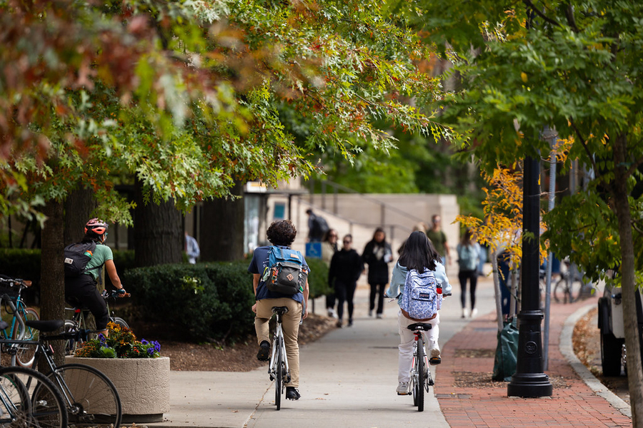 Bikers on the MIT campus. 