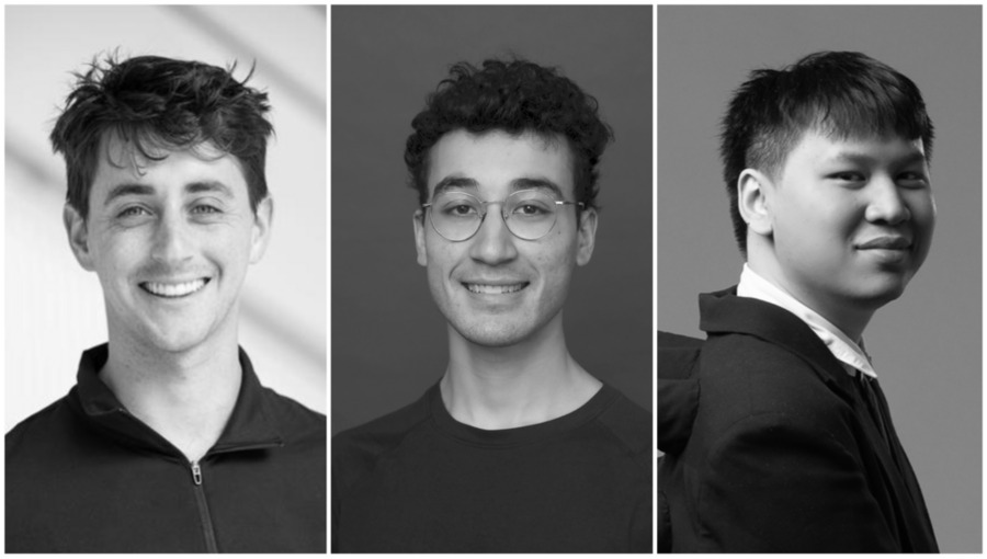 Greyscale headshots of Sheer Karny, Anthony Baez, and Pat Pataranutaporn