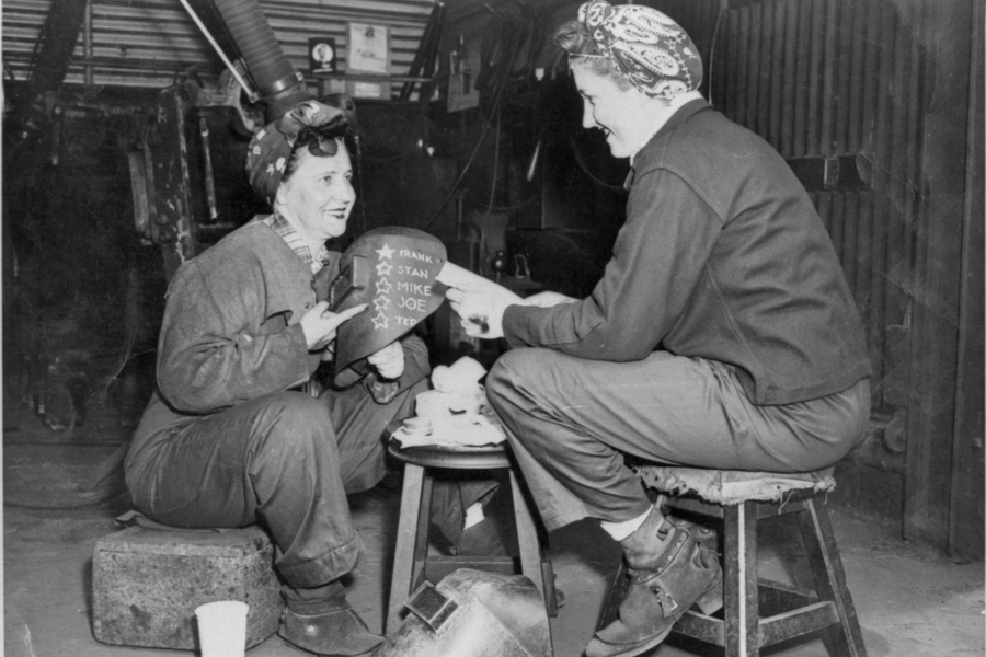 Workers Kitty Kalwasinski Markovich and Florence Josephs