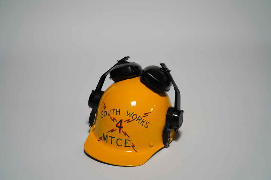 A hard hat used at U.S. Steel’s South Works