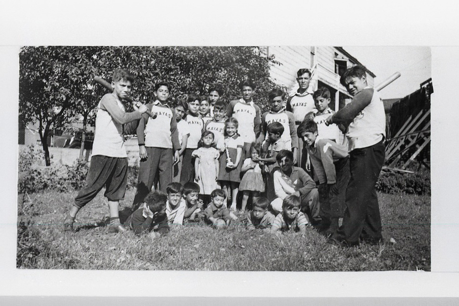 Children playing baseball