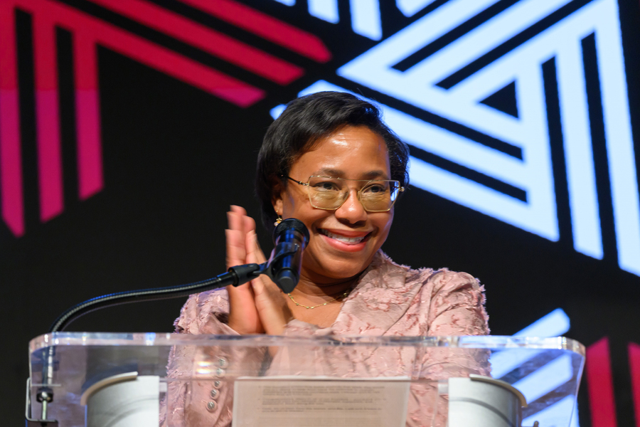 Paula Hammond on stage.