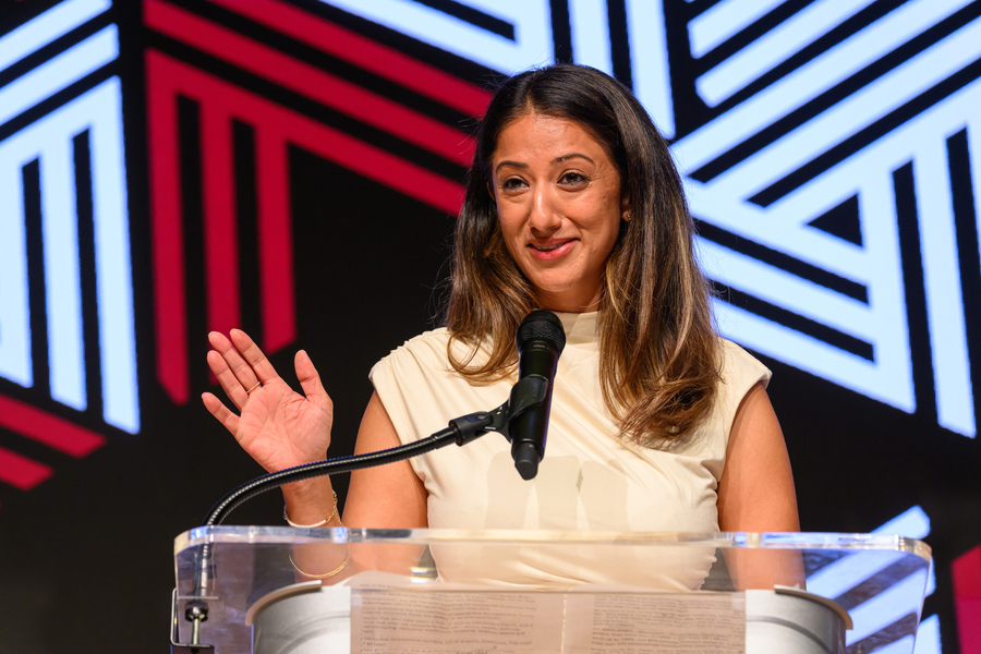 Ana Bakshi on stage.