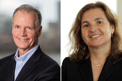 Side-by-side portrait photos of Thomas Malone and Daniela Rus