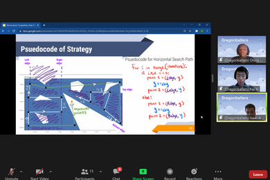 Screenshot of Dragonballers team's final competition presentation for the search-and-rescue mission.