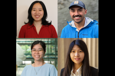 Portrait photos of Lillian Chin, Neil Dalvie, Suong Nguyen, and Yirui Zhang, arranged in a 2x2 grid