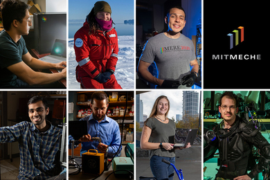 2 by 8 grid of portrait photos plus the MIT Mechanical Engineering logo
