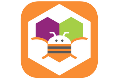 App inventor logo, which looks like a bee inside a very small honeycomb