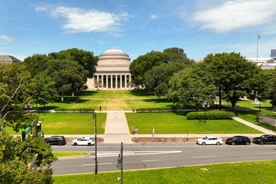 Aerial shot of MIT’s Killian Court