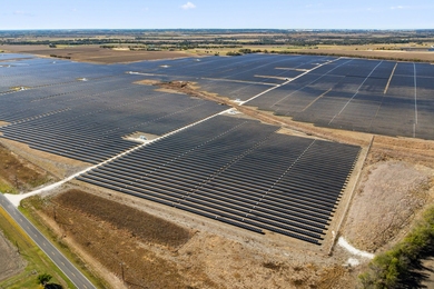 an aerial view of a large solar farm