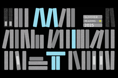 Books on a shelf that say Summer Reading 2025 and MIT