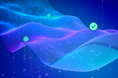 A smooth wave of data with various check marks on it.